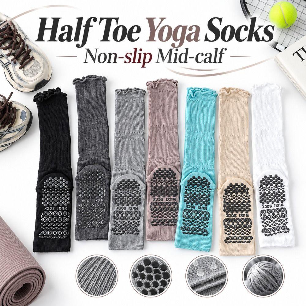 Non-slip Half Toe Yoga Socks Breathable Sports Socks Comfortable Pilates Grip Socks Fitness
