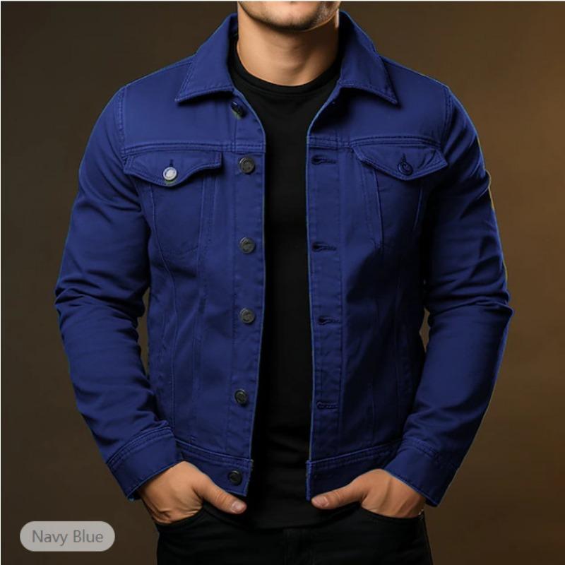 Men S Casual Buttoned Long Sleeve Jacket Solid Color Streetwear