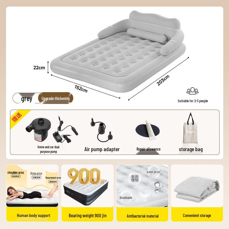 Надувной двуспальный матрас с электрическим воздушным насосом - Портативный для дома и улицы