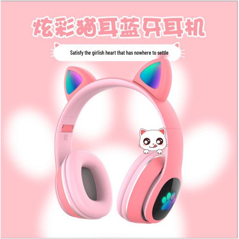 Милые Светящиеся Bluetooth-наушники с кошачьими ушками для детей - Модные Беспроводные Наушники для Девочек