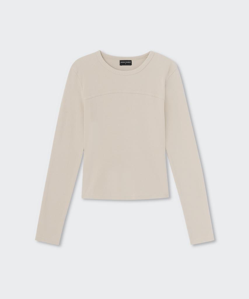 MUSINSA STANDARD WOMAN Women'S Pigment Ribbed Slim Crew Neck Long Sleeve T-Shirt [Dusty Cream]