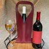 V-shaped Handle Wine Holder Faux Leather Tote Bag, Portable Carrier Pouch, Waterproof Packaging Bag Single Bottle Protector Sleeve for Champagne Beer