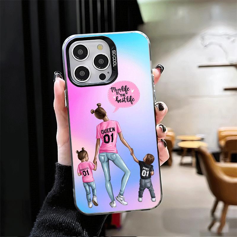 Чехол для телефона с дизайном "Мама и ребенок", ударопрочный, для iPhone 17 Air 16 16E 15 Pro Max 14 Plus 13 Mini 12, задняя крышка, защита от падений, забавный
