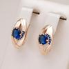New Gold Color Drop Earring for Women Vintage Blue Zircon Jewelry High Quality Daily Accessories