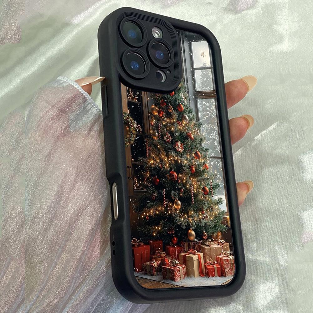 JT163 Рождественская елка для iPhone 17 16 15 14 Pro Max Samsung S26 S25 Ultra A17 A16 A07 A56 A06 Xiaomi 15T Redmi 15c 14C Note 14 13 Мягкий чехол из ТПУ