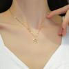 Shining Light Luxury Flower Full Diamond Real Gold Necklace Women'S Lucky Collarbone Chain With Jewelry