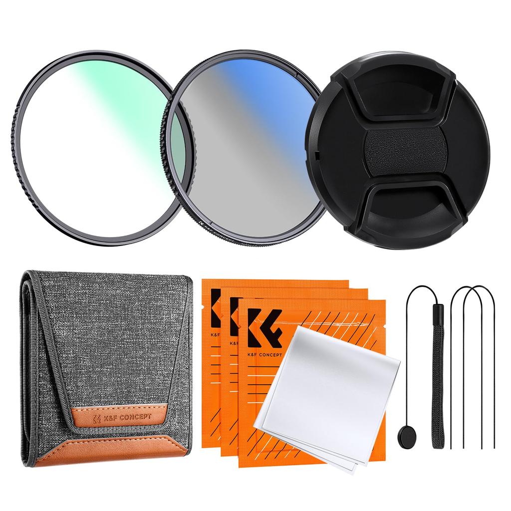 Concept 72mm Lens Filter Set PL Polarizing Filter UV Protection Filter Lens Cap Cleaning Cloth Filter Case Optical Glass 18 Layer Nano Coating K&F + +