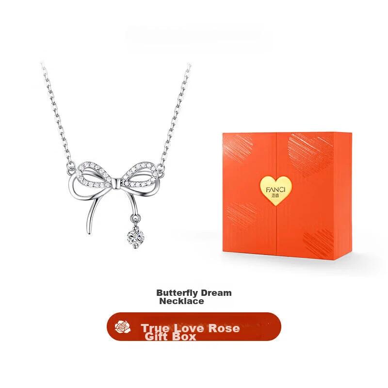 Butterfly Silver Necklace, Bow-Shaped Jewelry, Neck Accessories
