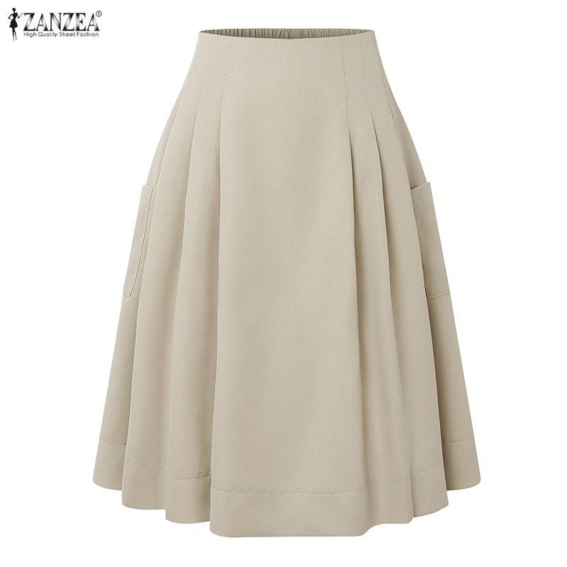ZANZEA Женские повседневные свободные летние юбки с эластичной резинкой на талии