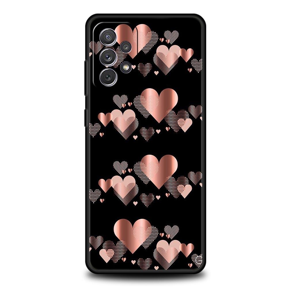 Gold Rose Love Heart Phone Case For Samsung Galaxy A17 A07 A55 A35 A25 A15 A05s A33 A31 A23 A21s A13 A41 A73 A53 A51 A71 Cover