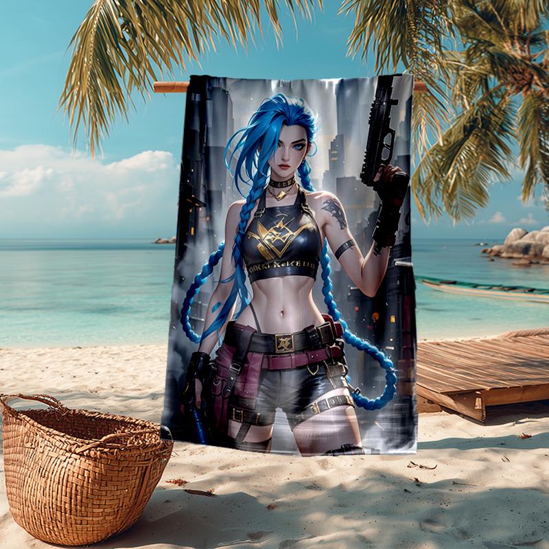 Ultra-Soft Beach Towel with Jinx Theme,Ideal for Pool - Camping, Diving - Perfect Travel Essential, Vibrant Beach Towel.