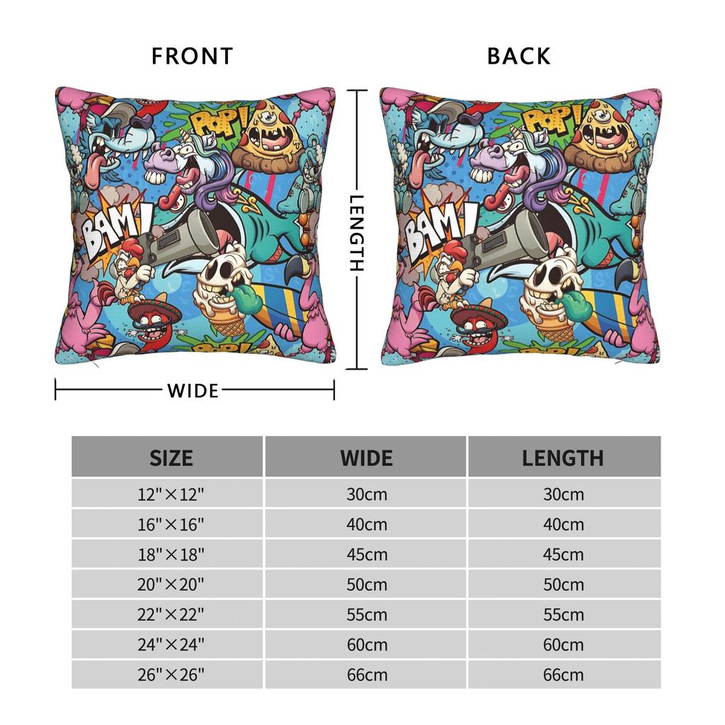 Cartoon Cute Doodle Pillowcases Fashion Pillow Case For Sofa Bedroom Home Decor Soft Pillow Cover