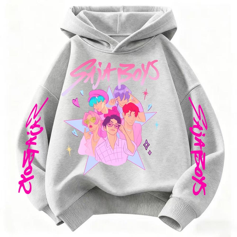 K-pop Охотник на демонов Саджа Мальчики Мультяшные Девочки Мальчик Толстовка с капюшоном Теплая Детская Корейская волна Мода Повседневные Топы Повседневная одежда