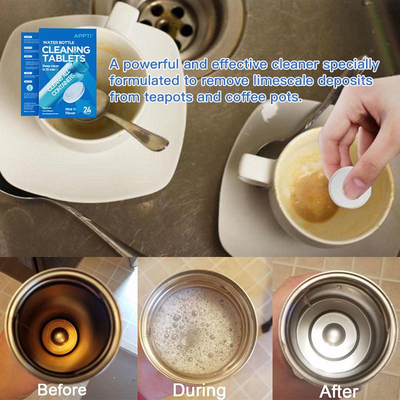 Limescale And Stain Remover Tablets For Water Bottles With Active Cleaning Formula