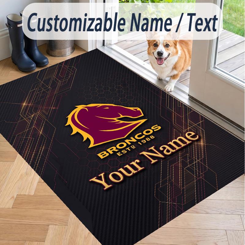 Custom Text Printed Rug Brisbane Broncos Non Slip Floor Carpet For Home Room Decor