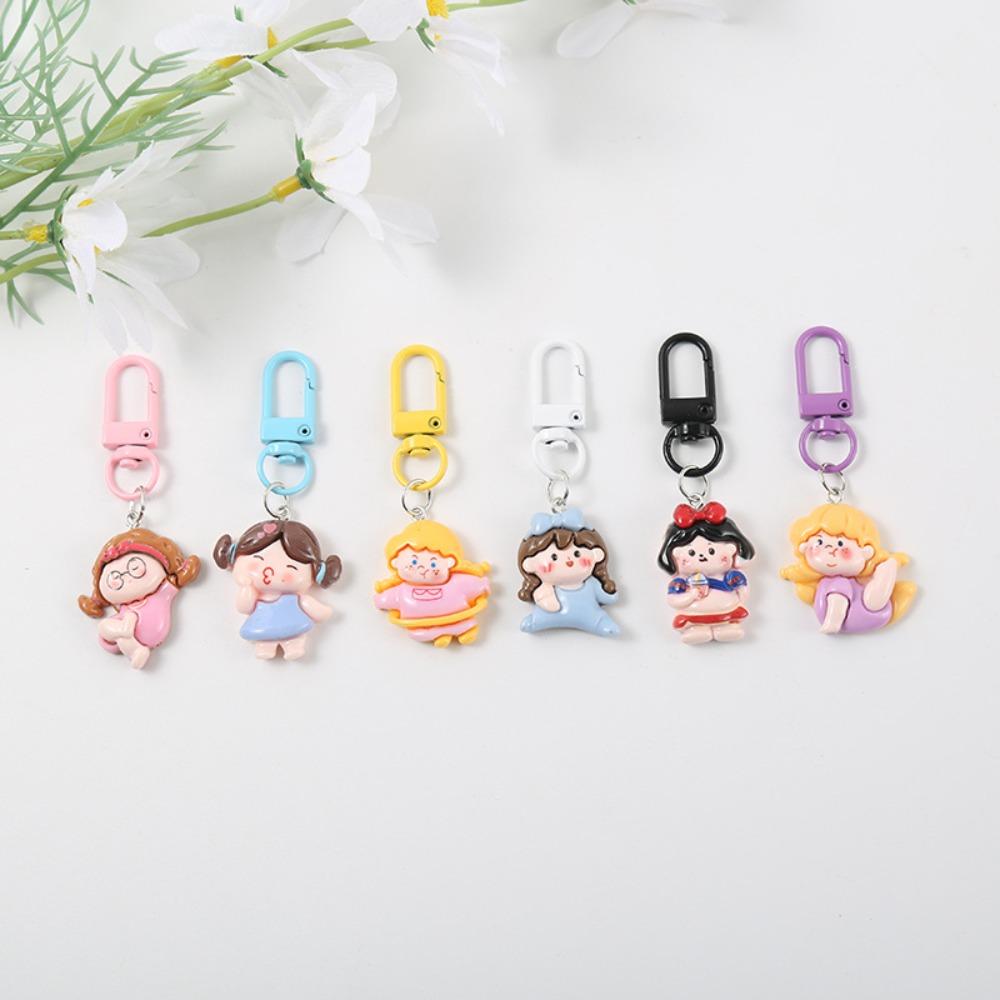Креативный мультяшный брелок из смолы с изображением пухлой девочки, маленький металлический брелок для наушников