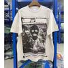Vintage Washed Cotton Long Sleeve Tee With Bold Letter Print Loose Fit Crewneck Men