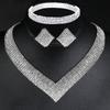 Модные легкие роскошные посеребренные серьги со стразами, ожерелье, браслет, женский эластичный костюм, платье, свадебные аксессуары