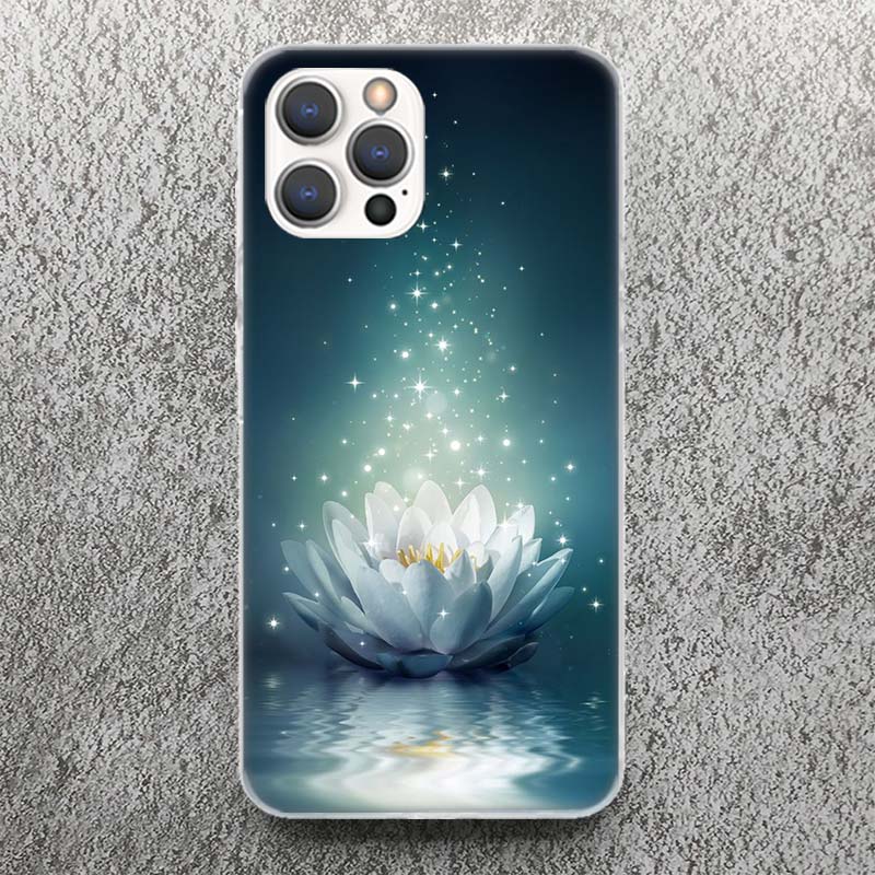 Чехол для телефона с сине-белыми цветами лотоса для Apple iPhone 16 15 14 13 12 11 Pro Max Mini XS XR X 7 Plus 8 + SE Мягкий силикон Печать Sh