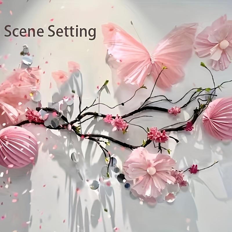 Романтичная глянцевая большая бабочка из розовой марли, 1 шт., украшение - регулируемые крылья, идеальное цветочное украшение, украшения для вечеринки в виде бабочек