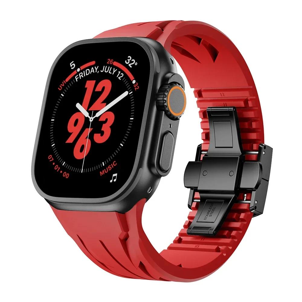 Силиконовый ремешок для Apple Watch Ultra 2 49 мм 10 46 мм 9 8 7 45 мм 44 мм Премиальный браслет для Iwatch Серии 6 5 4 Se Ремень, обрезаемый по размеру