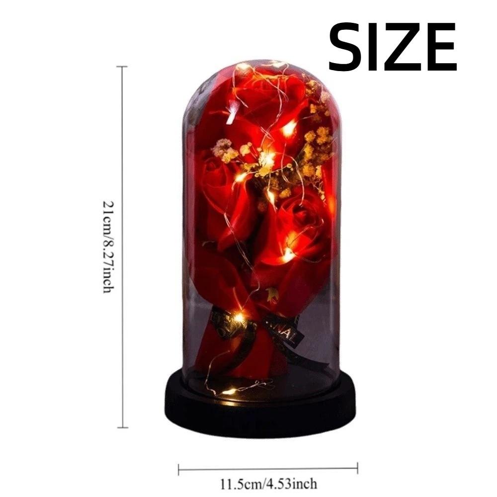 Романтическая искусственная роза со светом, светящаяся светодиодная, вечная роза, акриловая крышка, украшение для дома
