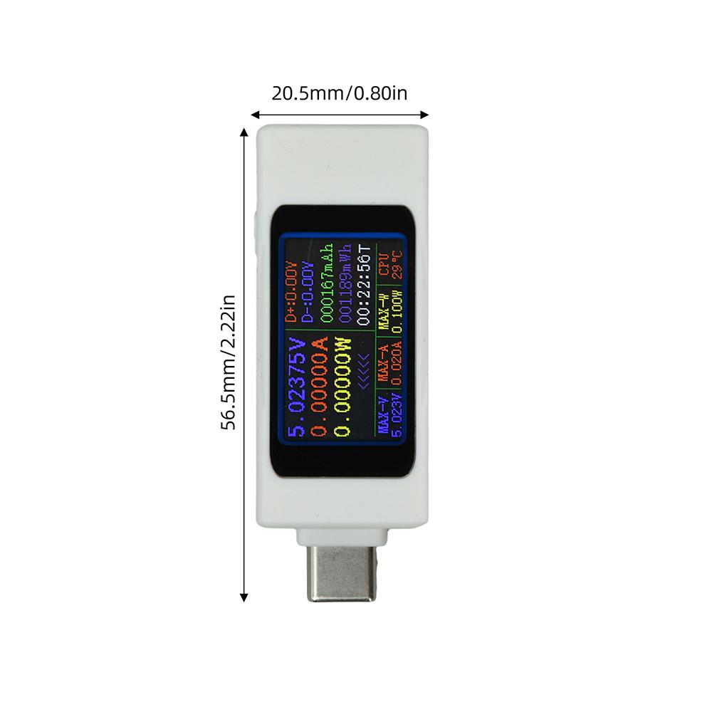 1.06 Inch TFT DC Voltage Current Power Meter Type‑C Bidirectional Current Measuring Tester DC4‑30V 0‑6.5A Multifunction Monitor