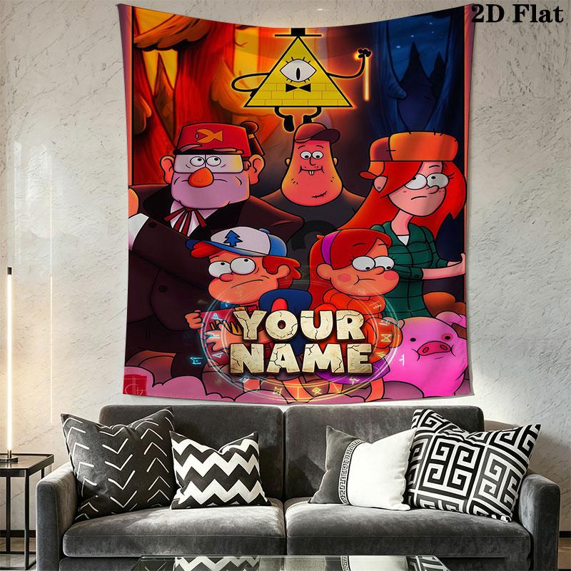 Custom Gravity Falls Wall Hanging Printed Fabric Blanket Decorative Tapestries for Bedroom Living Room Home Decor