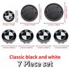 For BMW M 7Pcs Black White Car Front Hood Emblem For BMW X1 X2 X3 X4 Wheel Hub Caps Badge X5 X6 F48 F39 F10 F30 G11 E60 G01 E84 E83 Auto JG8