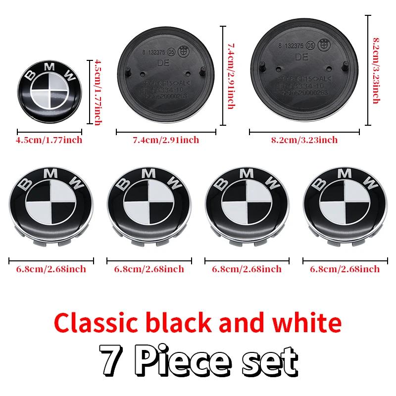 For BMW M 7Pcs Black White Car Front Hood Emblem For BMW X1 X2 X3 X4 Wheel Hub Caps Badge X5 X6 F48 F39 F10 F30 G11 E60 G01 E84 E83 Auto JG8
