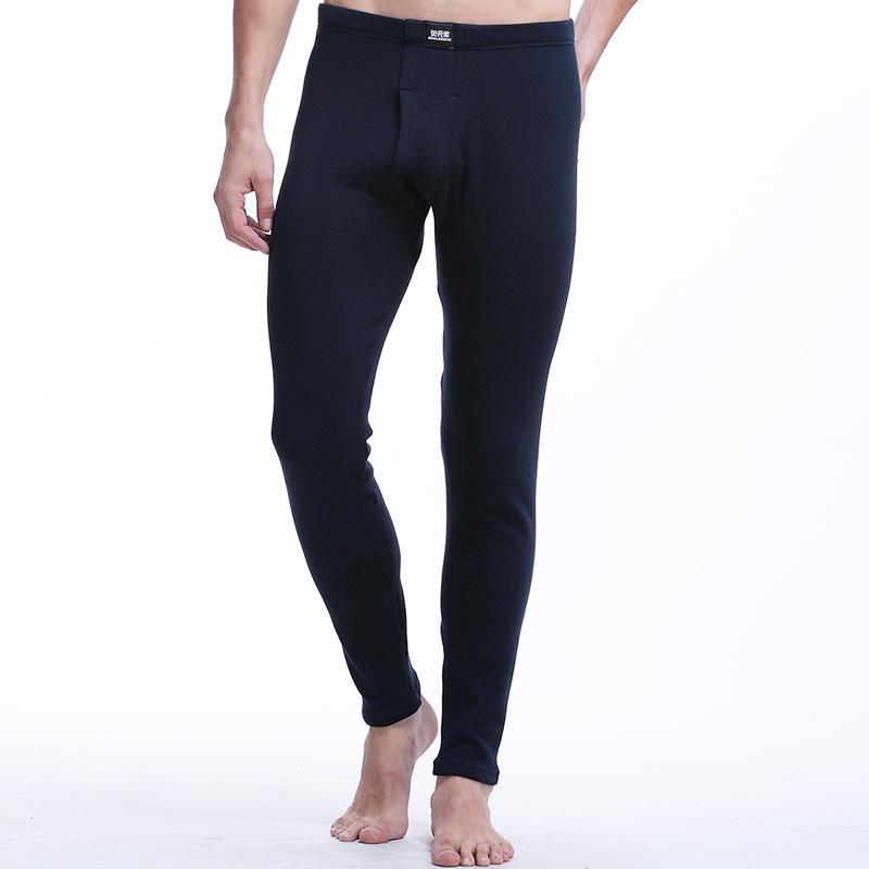 Men's Solid Color Slim Double-Layer Thickened Velvet Warm Pants for Autumn and Winter