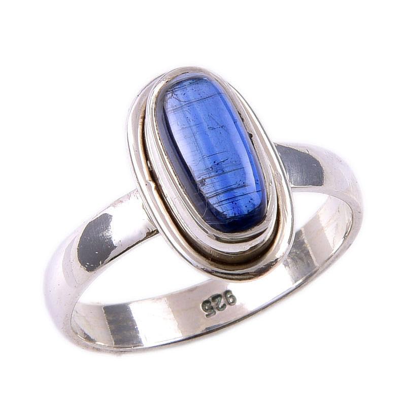 Подарочное кольцо из чистого серебра 925 пробы с натуральным кианитом ручной работы S.7 T5I55