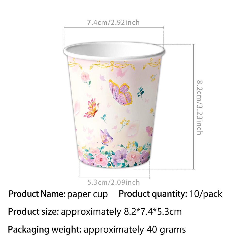 Pink Butterfly Spring Tea Party Tableware: Disposable Cups, Napkins & Banners
