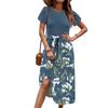 Women's Casual Cute Pattern Print Round Neck Midi Dress Basic Classic Outdoor Everyday Short Sleeve Loose Dress