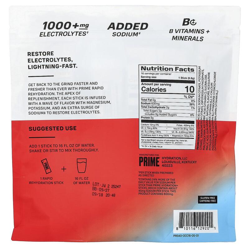 Rapid Rehydration, Electrolyte Drink Mix, Ocean Cherry, 16 Sticks, 0.2 oz (5.9 g) Each