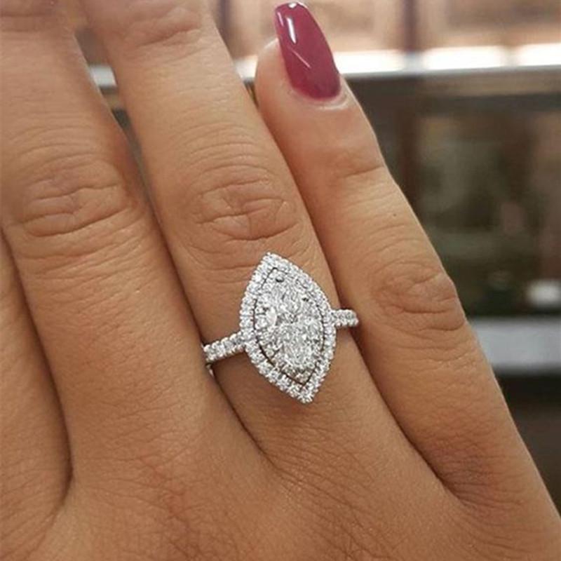 Кольца Huitan Marquise Shaped Cubic Zirconia для женщин, роскошные помолвочные свадебные аксессуары, новые ювелирные изделия