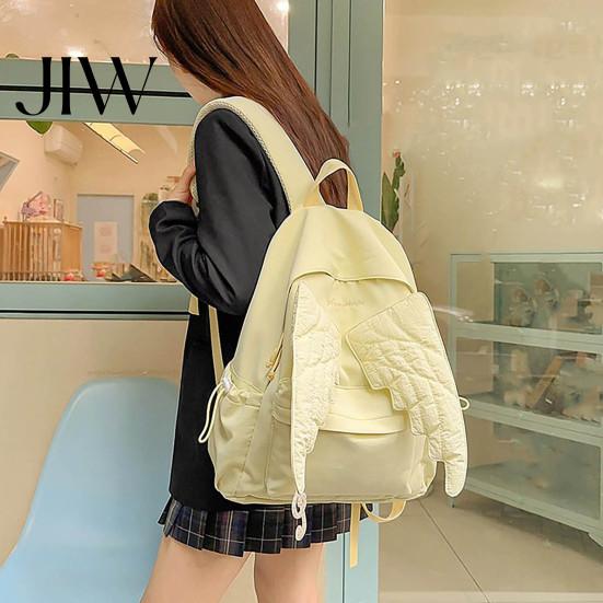 Large Bookbag Angel Wing Backpack for Women Girls, Lightweight Nylon School Bag, Daypack Outdoor Travel Commute Girls