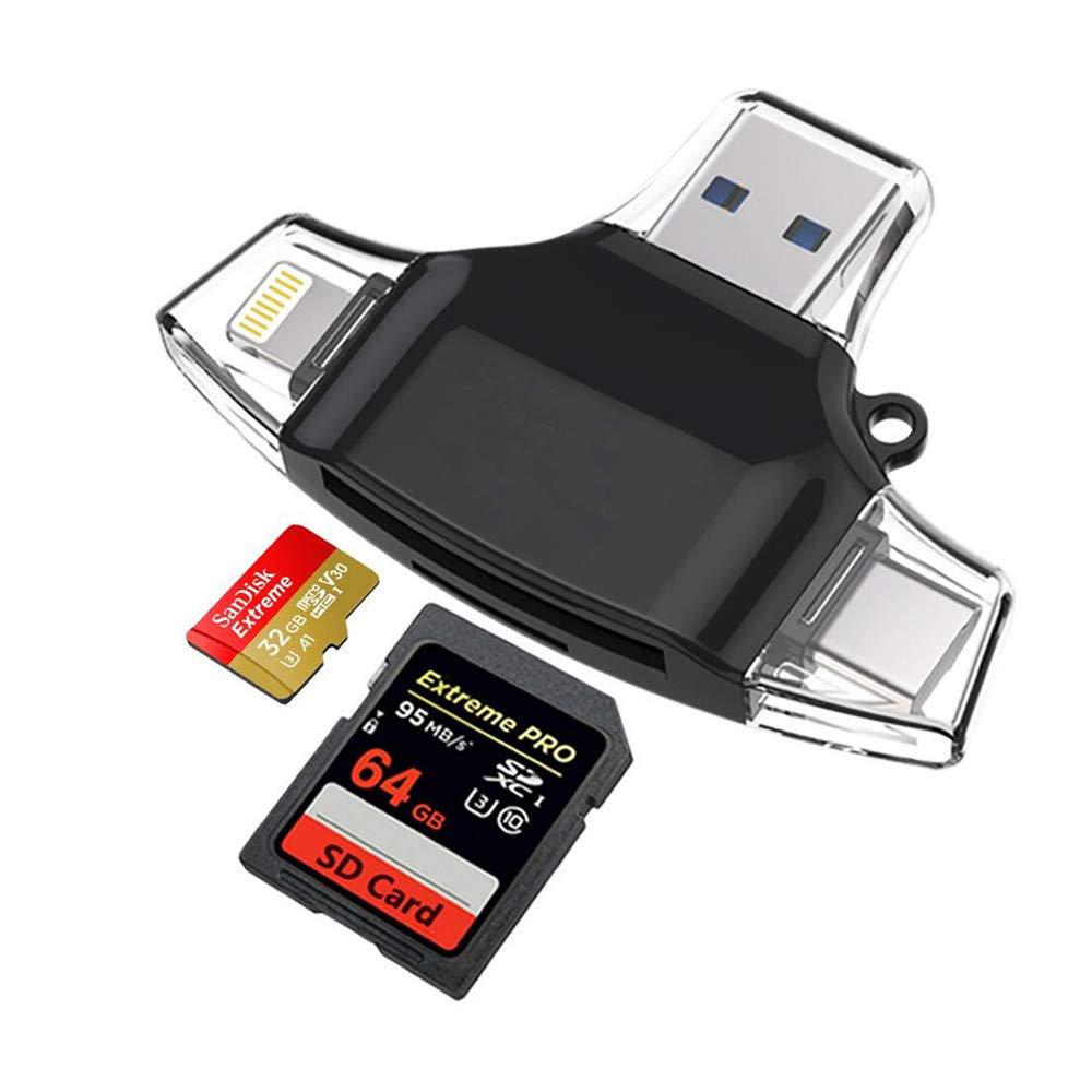 4-в-1 Картридер с интерфейсами +Micro USB+USB3.0+Type-C для iPhone iPad Android Смартфонов