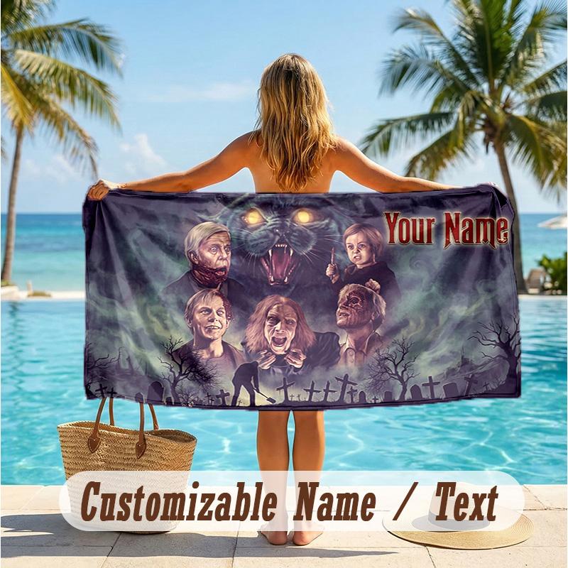 Custom Text Beach Towel, Soft Absorbent Swimming Multi-use TowelPet Sematary