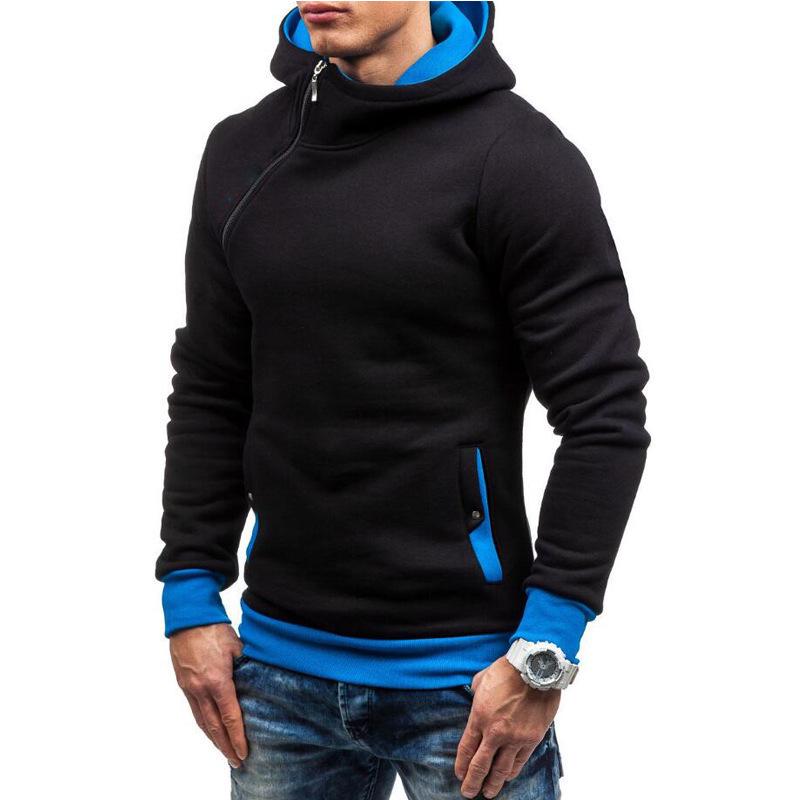 Men's Asymmetrical Zipper Hoodie - Autumn/Winter Collection, Multiple Colors