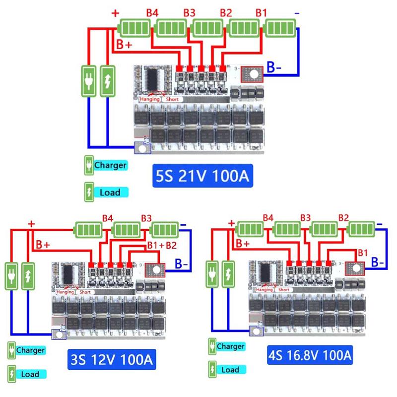 3S 4S 5S Bms 12 В 16,8 В 21 В 100 А литий-ионная тройная литиевая батарея защитная плата литий-полимерный балансировочный зарядный модуль