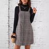 Европейское и американское женское клетчатое платье-комбинезон на молнии и с карманами - Мода весна/осень