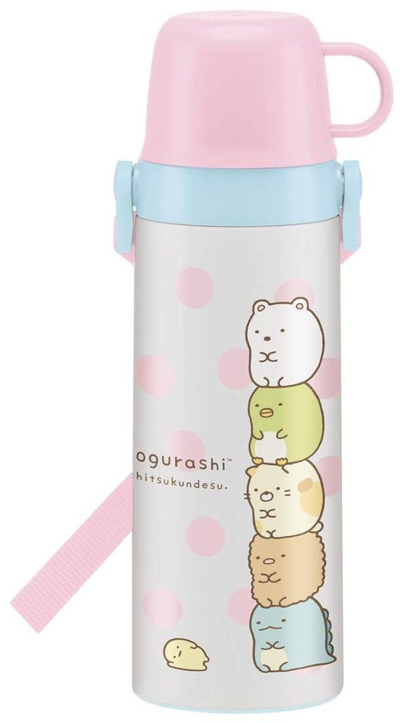 Skater Water Bottle with Stainless Sumikko Gurashi STGC6N 2-Way Cup, Steel, Design, 600ml,