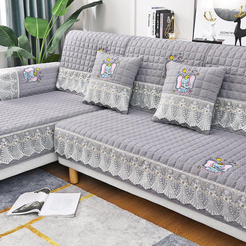Embroidered Sofa Cushion, Non-Slip Seat Cushion for Living Room, Breathable Couch Cover, Four Seasons Universal