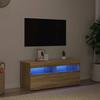TV Stand with LED Lights Sonoma Oak 90 x 35 x 40 cm