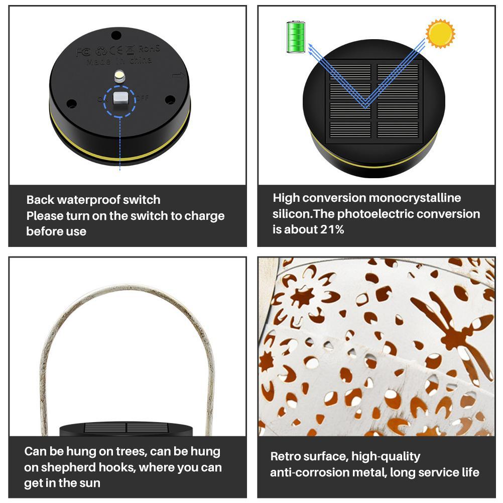 Уличный солнечный садовый светильник с выдолбленным теневым фонарем, подвесной светильник на солнечной батарее, садовый ландшафт