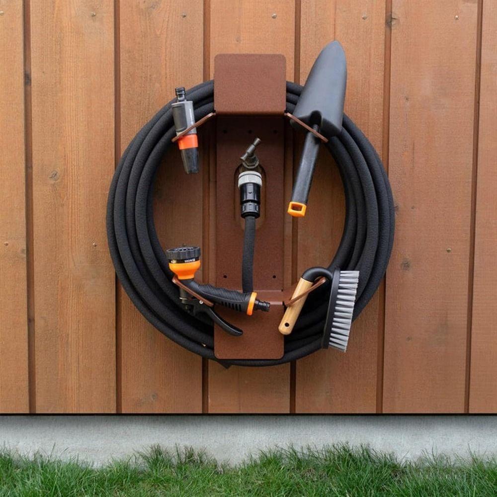 Rustproof Wall Mounted Hose Holder Heavy-Duty Water Hose Organizer Garden Hose Hanger Yard