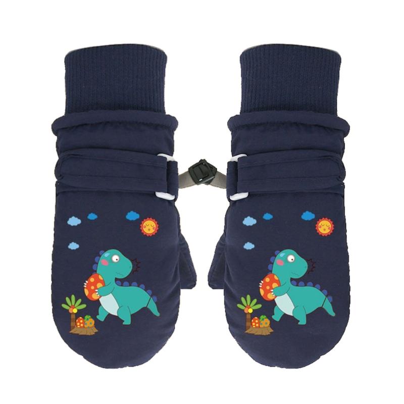 Winter Mittens Warm Snow Gloves Printed Dinosaur Gloves for Boy Girl Students Windproof Thermal Gloves Mitts