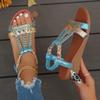 Summer New Flat Rhinestone Fish Mouth Sandals Large Size Sandals for Women