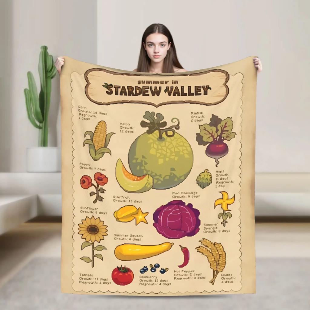 Cute Creature from Stardew Valley Blanket Soft Wool Throw for Sofa Chair Travel Jimino Animals Design for Spring Autumn